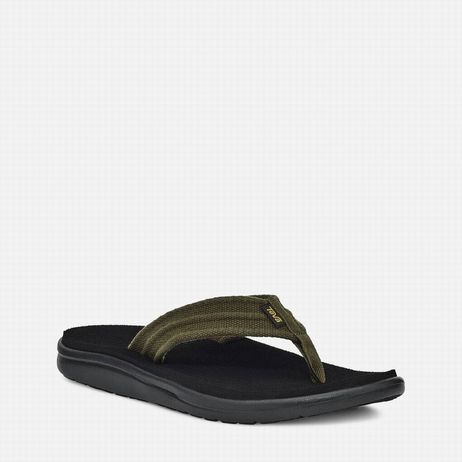 Teva Voya Flip Canvas Flip Flops Dark Olive | 9281005