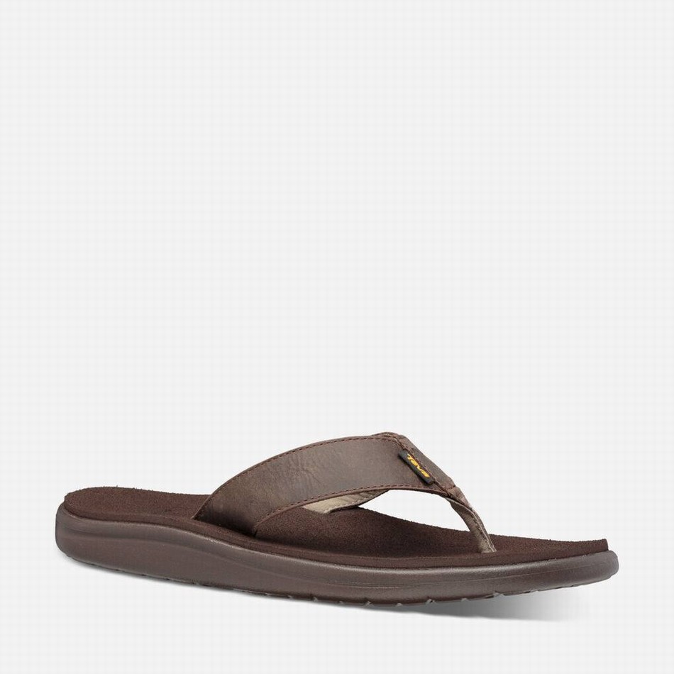 Teva Voya Flip Leather Flip Flops Chocolate | 3419487