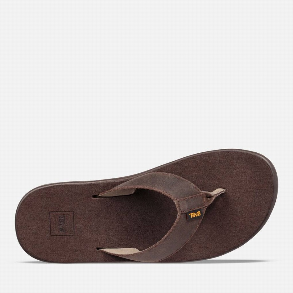 Teva Voya Flip Leather Flip Flops Chocolate | 3419487