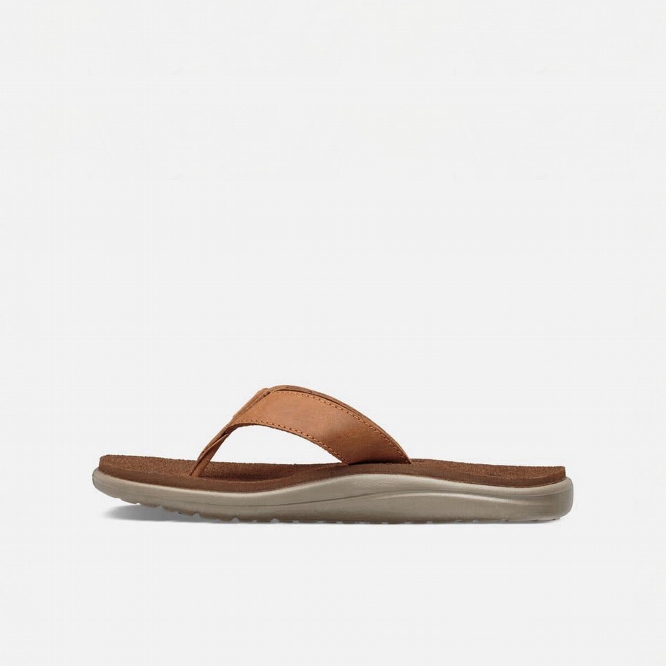 Teva Voya Leather Flip Flops Brown | 6737176