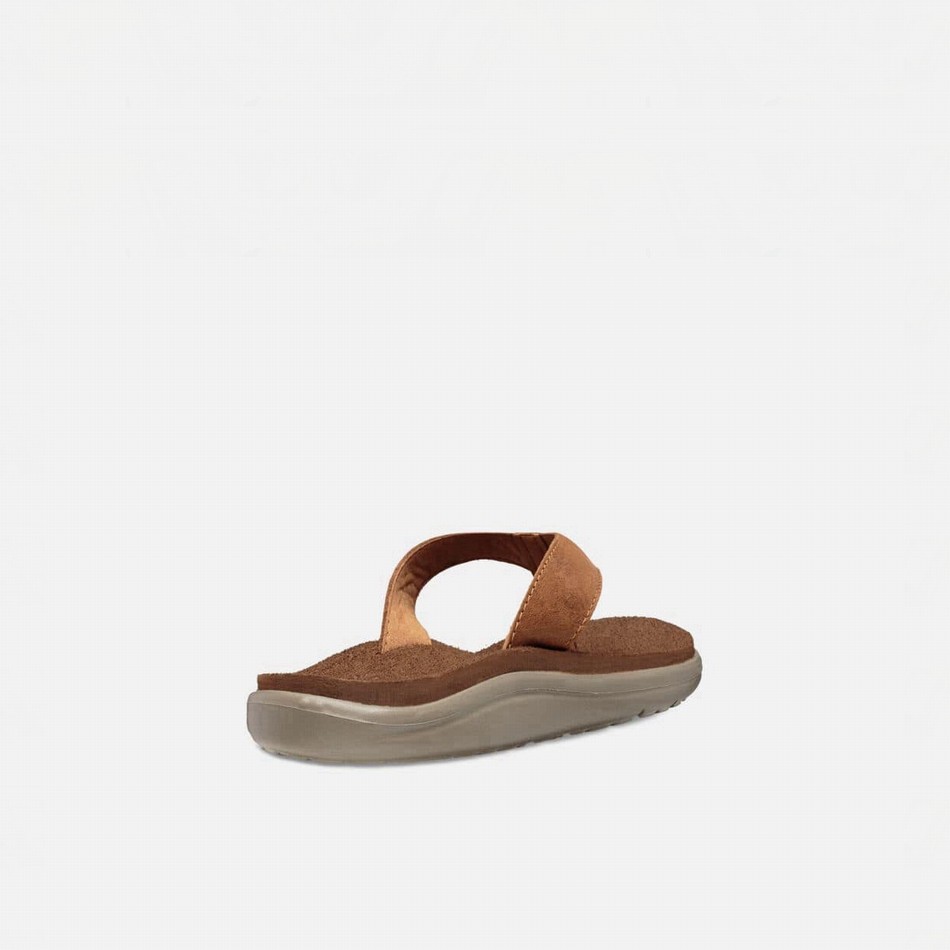 Teva Voya Leather Flip Flops Brown | 6737176