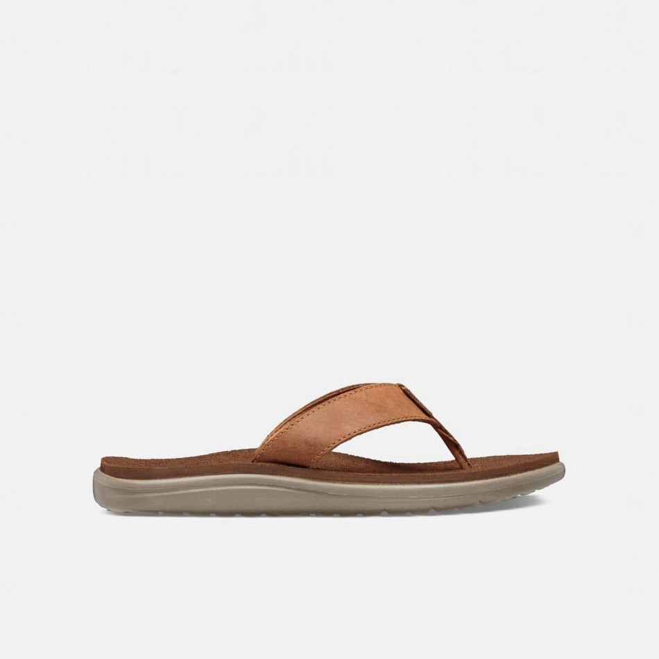 Teva Voya Leather Flip Flops Brown | 6737176